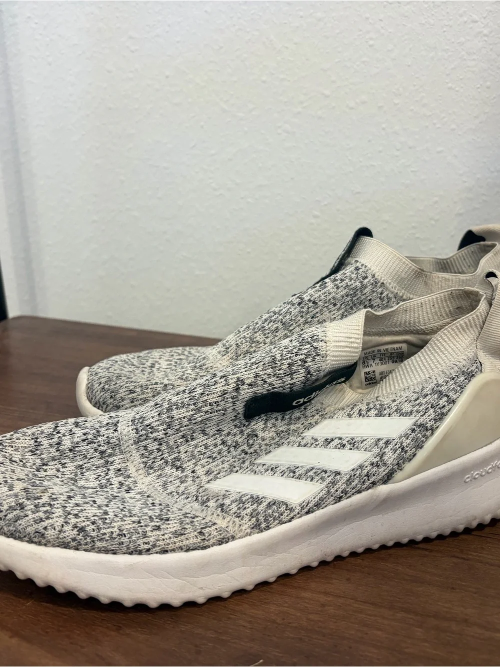 Adidas Women’s Slip-On Cloudform Knit Sneakers in Heather Gray